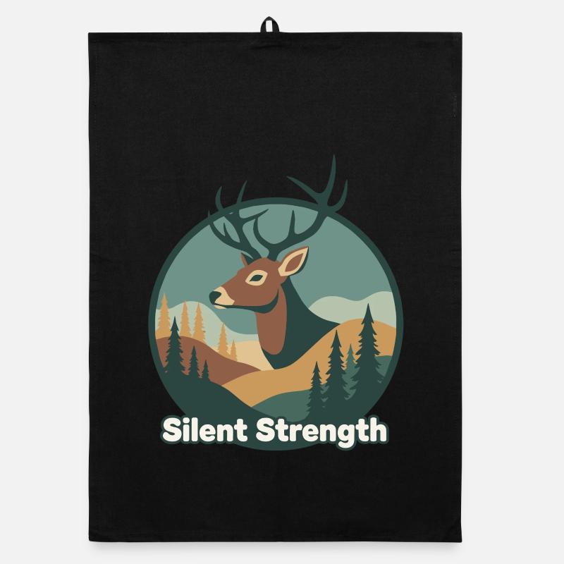 Silent strength deer in the forest Organic dish towel
