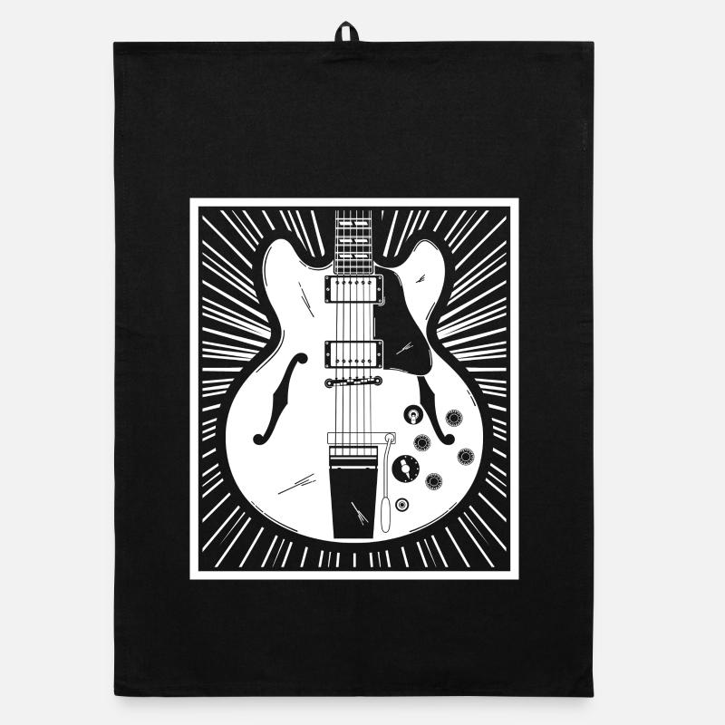 Affiche de silhouette de guitare rétro Torchon bio