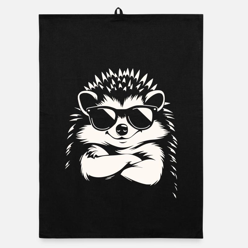 Hérisson cool avec des lunettes de soleil | Motif drôle d’animal Torchon bio