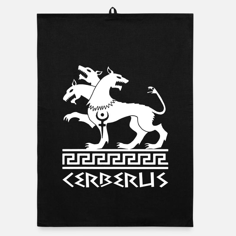 White Cerberus Dog Organic dish towel