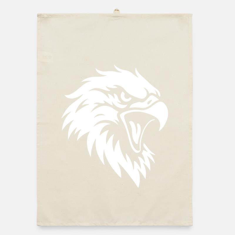 Angry Eagle Head – Tattoo Style Organic dish towel