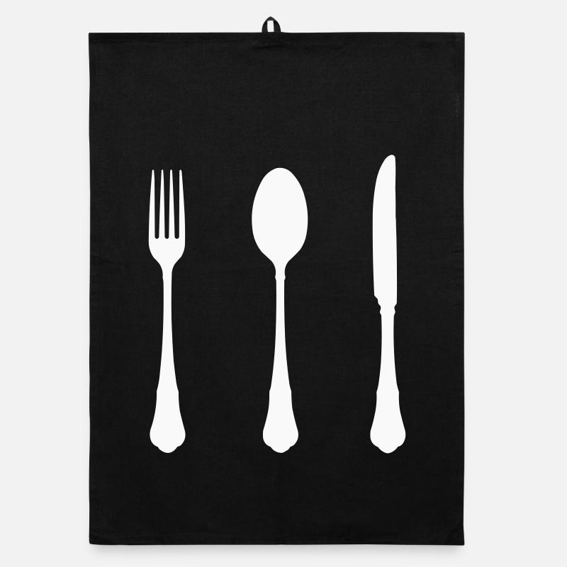 Cutlery Silhouette Design Organic dish towel