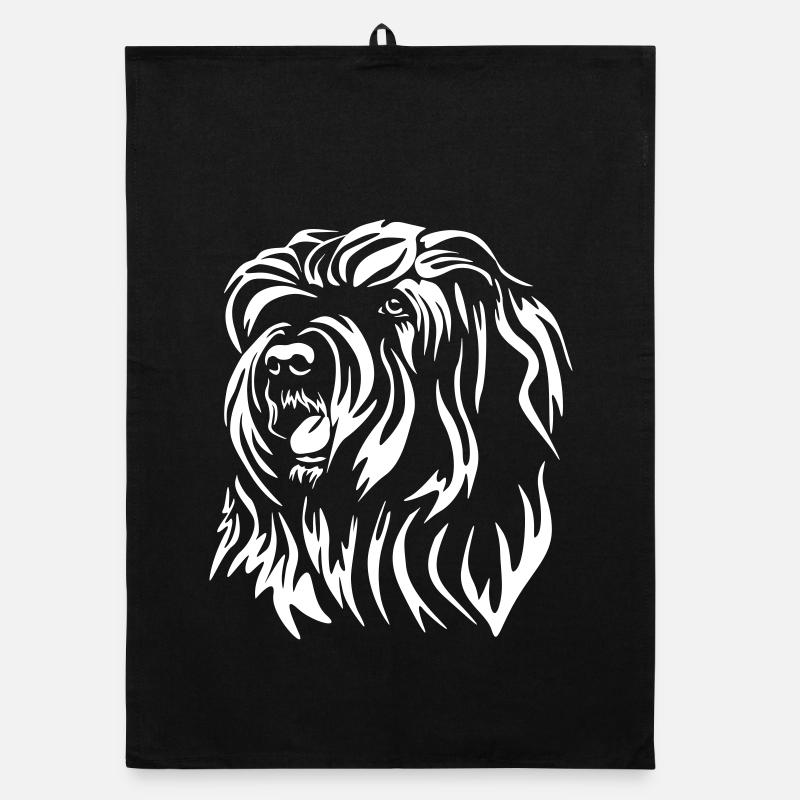 Bearded Collie Head "Black Edition" Organic dish towel