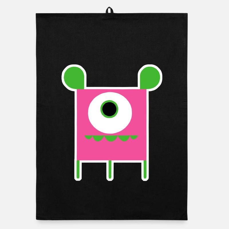 Pink Cyclops Monster | Funny Square Alien Organic dish towel