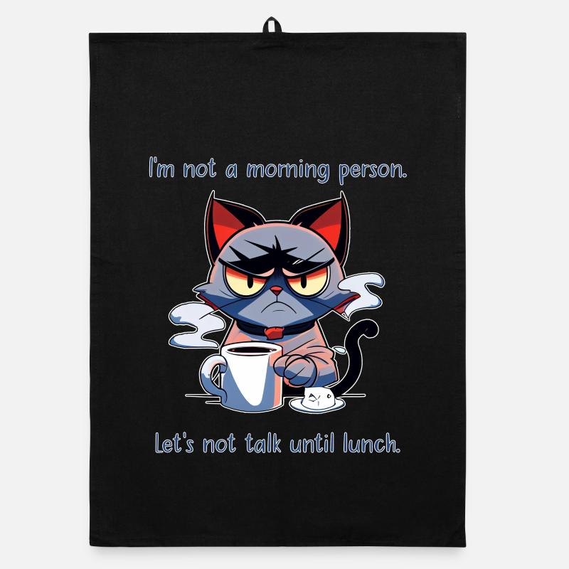 Pas un chat du café du matin qui dit - Torchon bio - noir