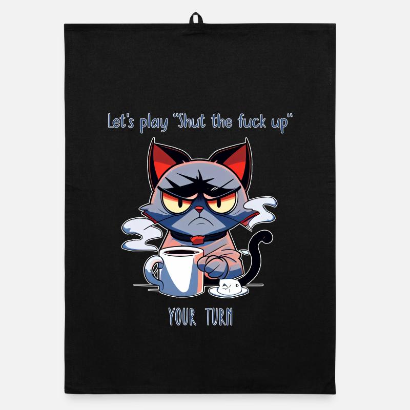 Grim Cat Coffee Sarcasm Saying Organic dish towel