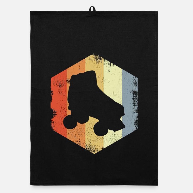 Retro roller skates Organic dish towel