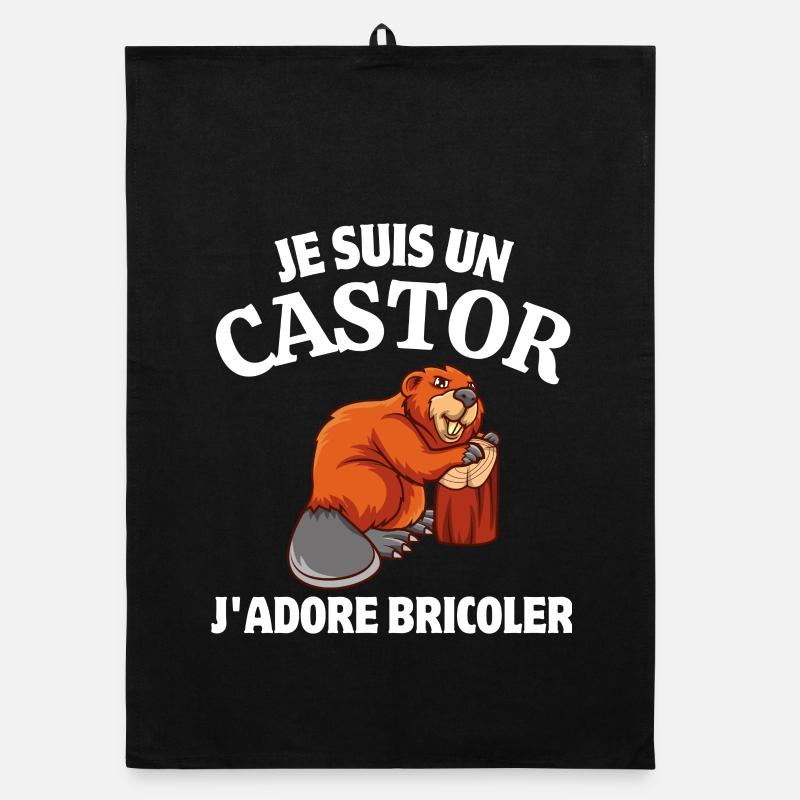 bricoler, bricolage, bricoleur - Torchon bio - noir