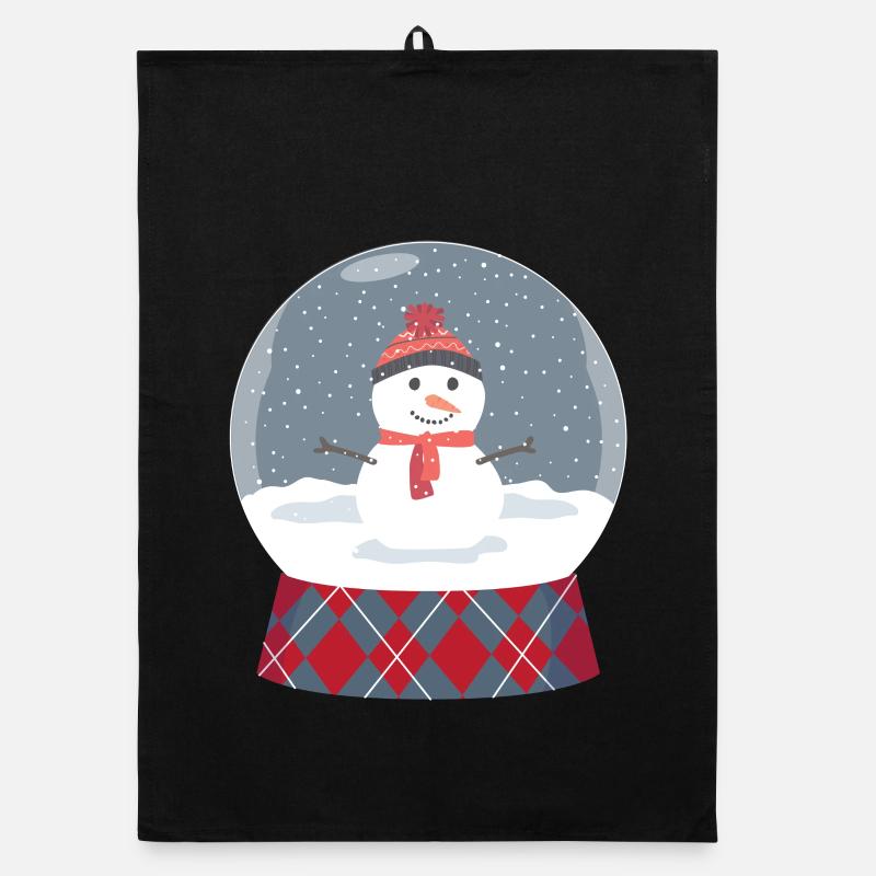 Glaskugel mit Schneemann Organic Geschirrtuch