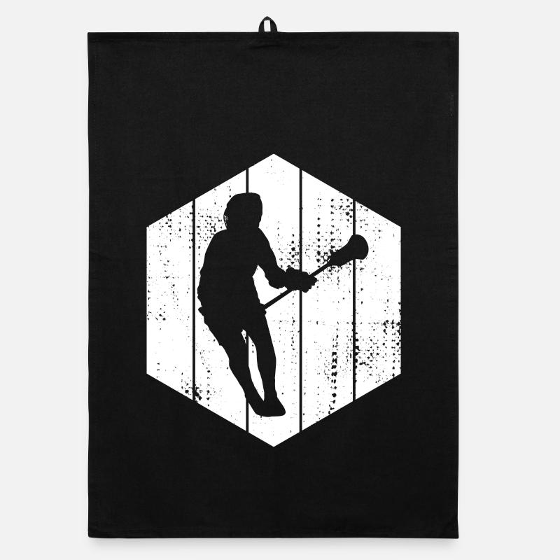 Lacrosse Player Drawing Organic dish towel