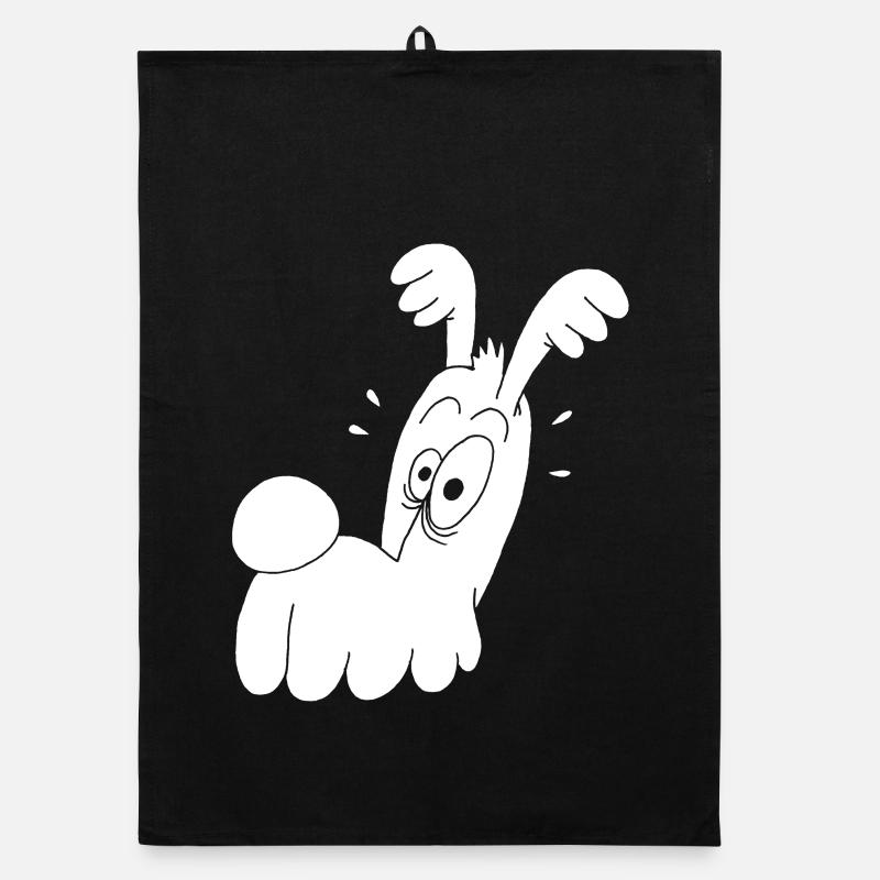 Chien blanc rigolo Torchon bio