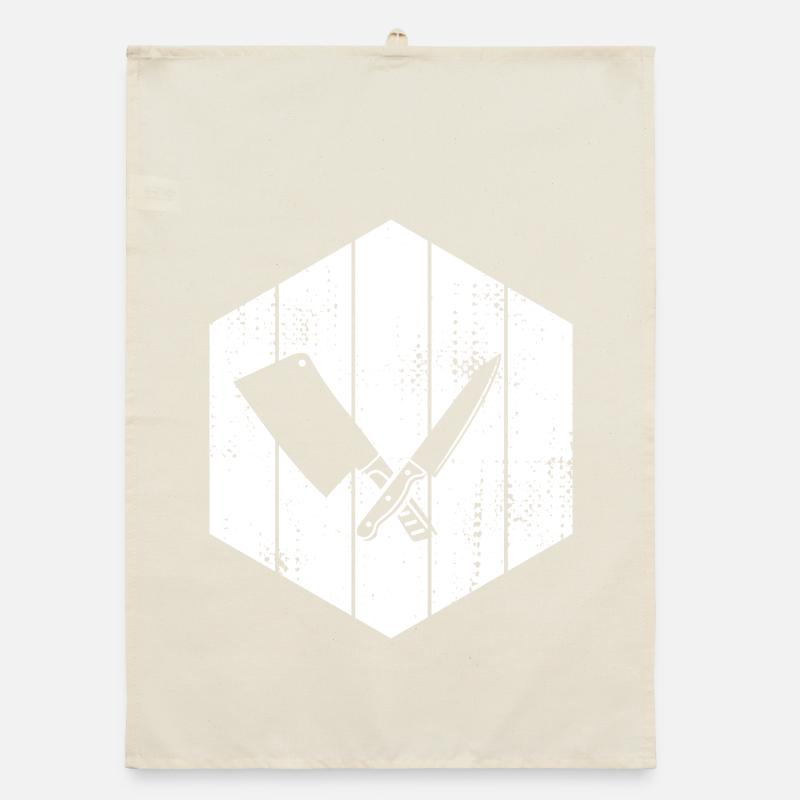 Messer Hackbeil Zeichnung Organic Geschirrtuch