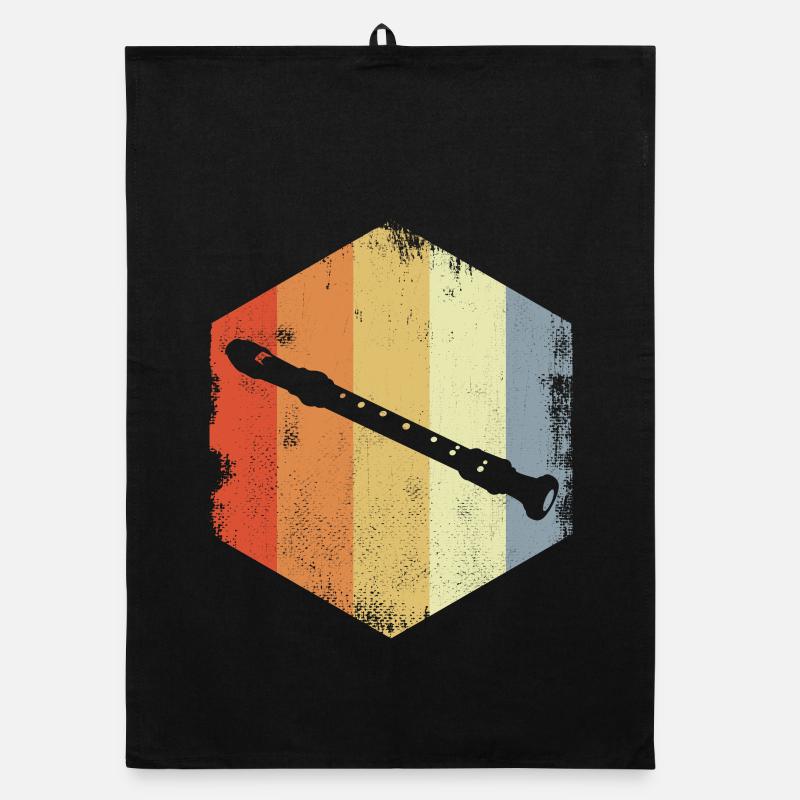 Vintage Flute Sketch Organic dish towel