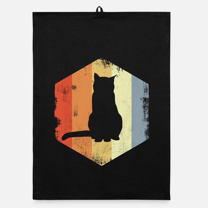 Retro Katze Organic Geschirrtuch