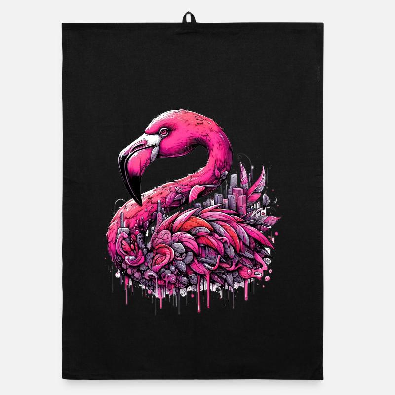 Flamingo - Organic Geschirrtuch - Schwarz