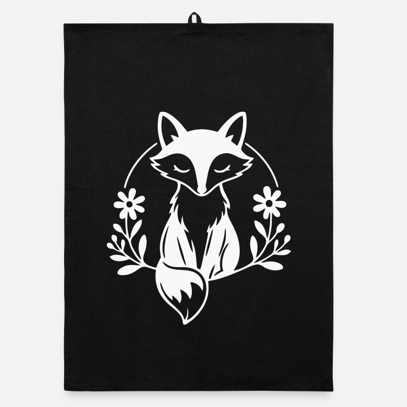Mystischer Fuchs Blumenemblem Organic Geschirrtuch