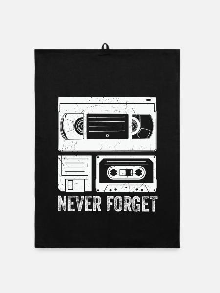 Vintage Cassette Tape Never Forget - Organic Geschirrtuch - Schwarz - Vorne
