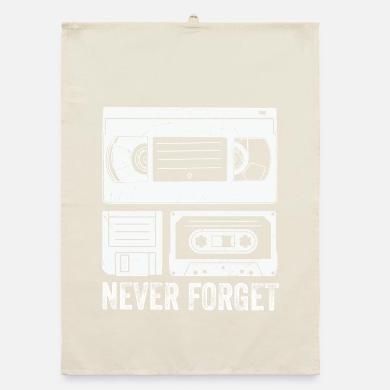 Vintage Cassette Tape Never Forget Organic dish towel