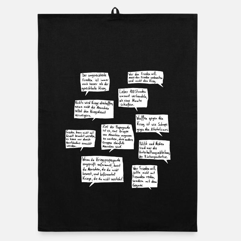 Dix citations pour la paix - Torchon bio - noir