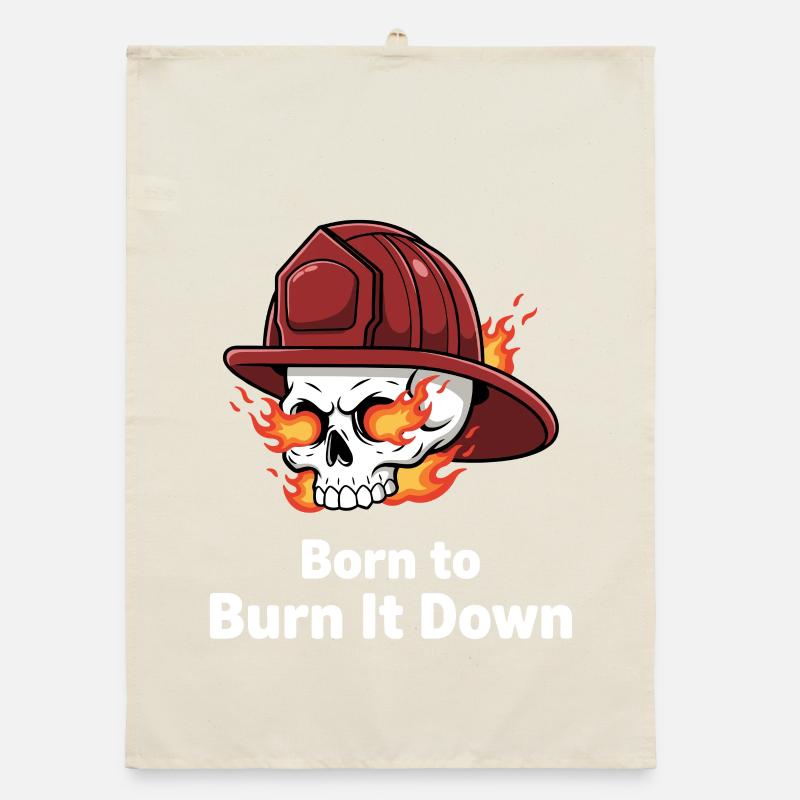 Born to Burn It Down Skull Organic Geschirrtuch