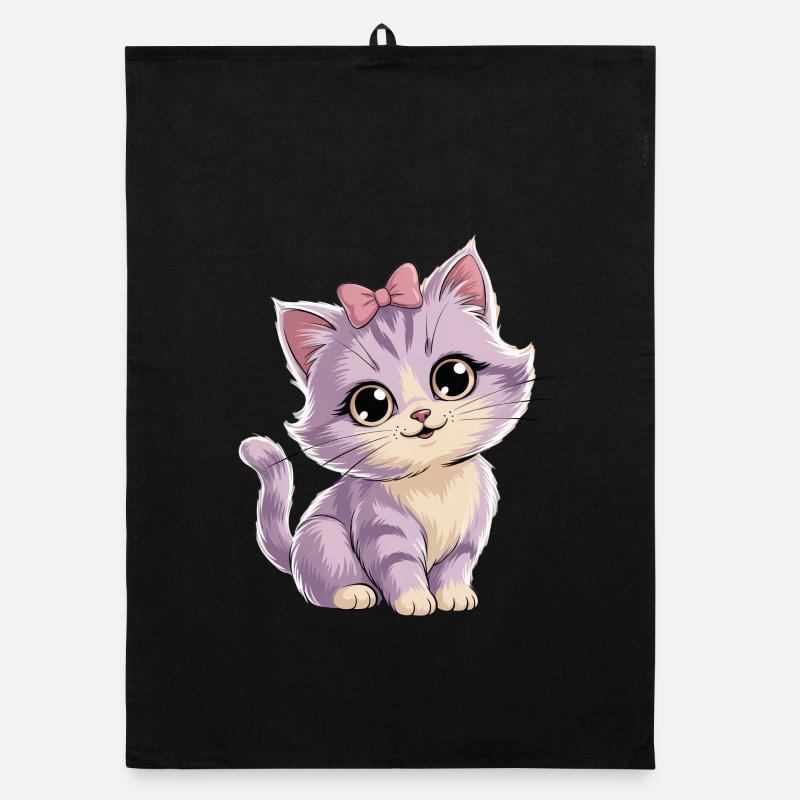 Chaton avec arc - personnalisable Torchon bio