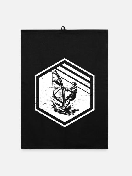 Windsurfing perfect for every windsurf - Organic dish towel - black - Front
