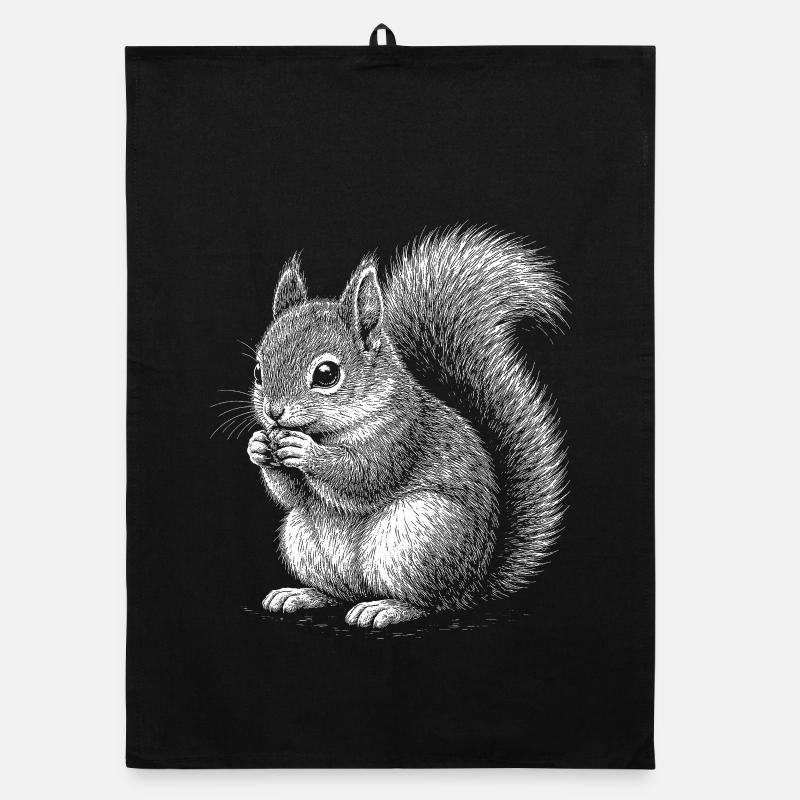Eichhörnchen - Organic Geschirrtuch - Schwarz