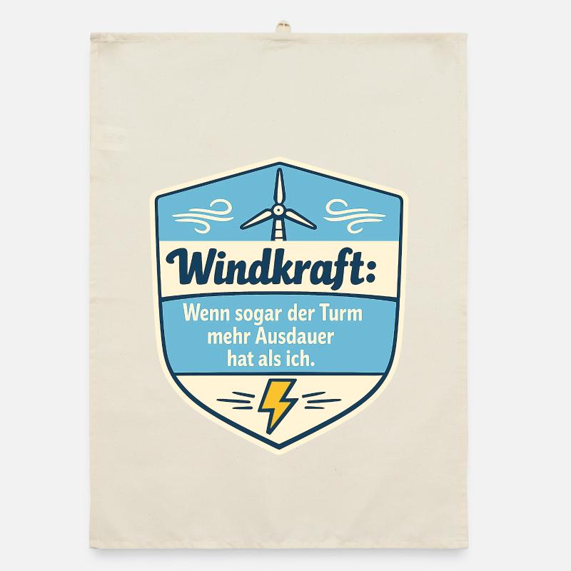 Windkraft Spruchschild Humor Organic Geschirrtuch