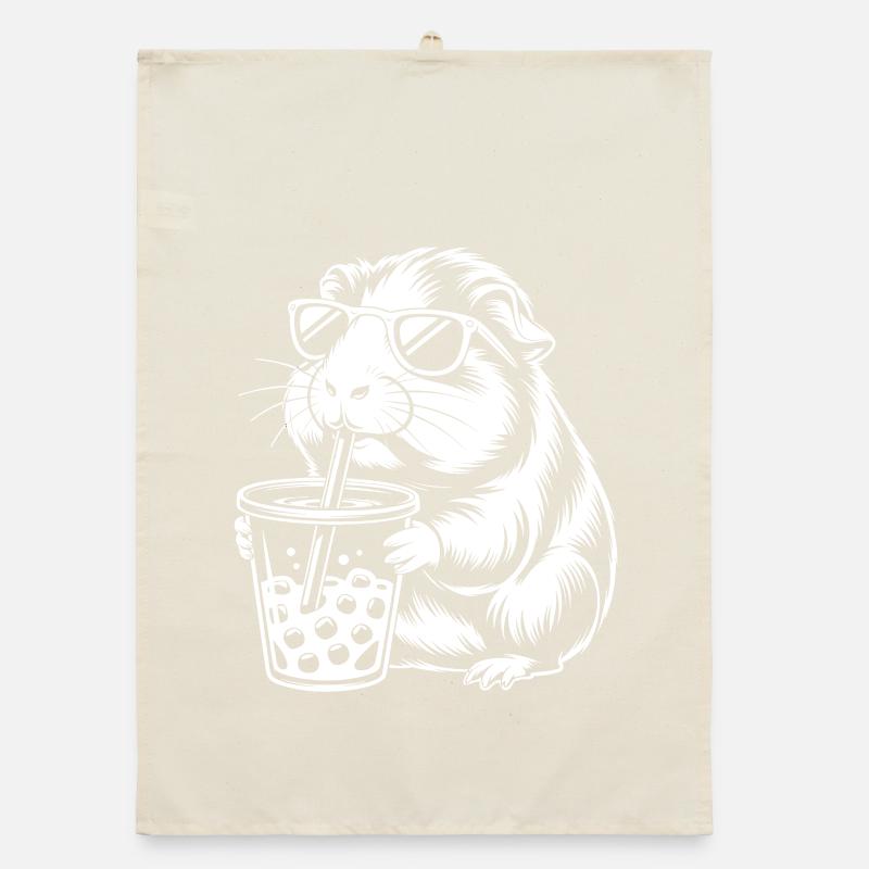 Guinea pig with sunglasses Organic dish towel