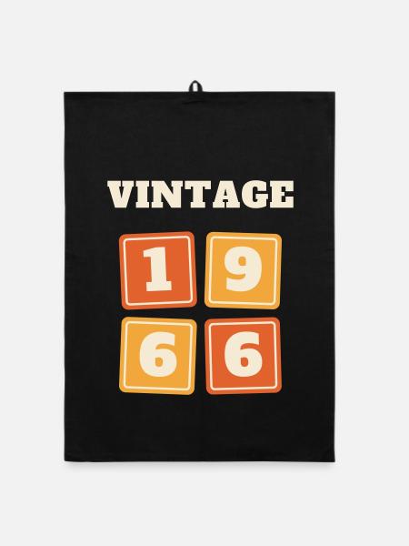 Vintage 1966 Retro Jahrgang 60. Geburtstag Geschen - Organic Geschirrtuch - Schwarz - Vorne