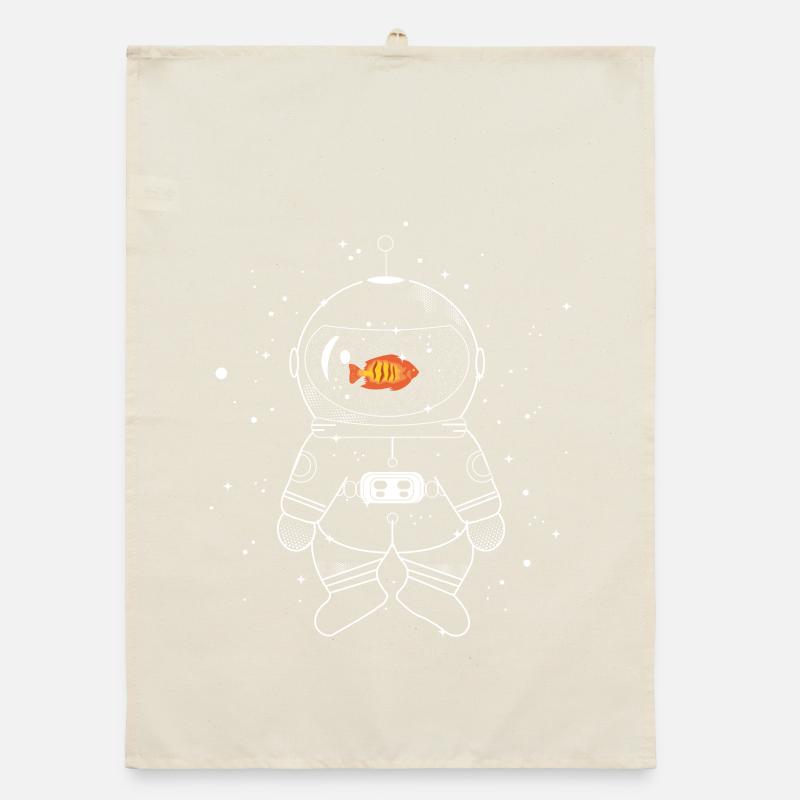 Astronaut with goldfish Organic dish towel