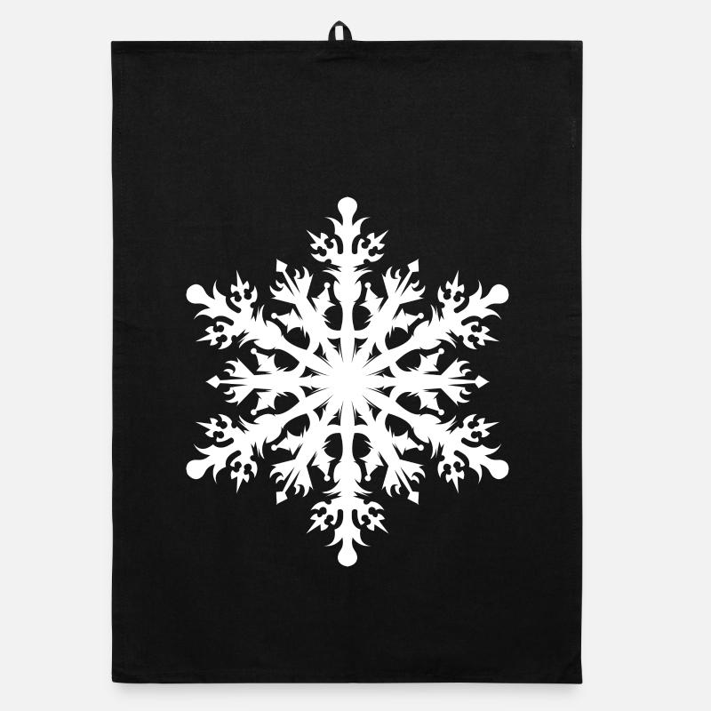 Flocon de neige cristaux symbole Noël d’hiver - Torchon bio - noir