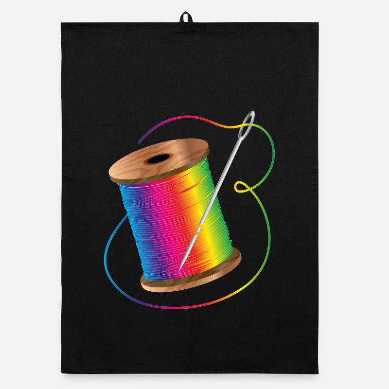 luminous sewing thread in rainbow colors with needle Organic dish towel