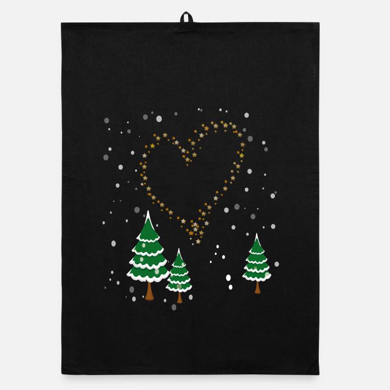 Étoiles de cœur de la forêt d’hiver Torchon bio