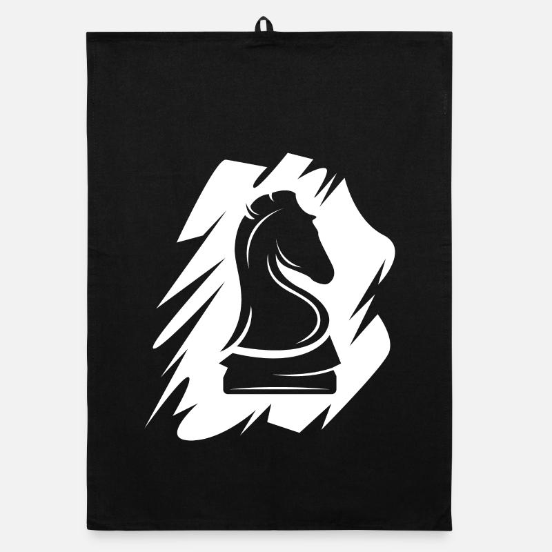 Icône de logo d’échecs coup de pinceau illustration de cheval Torchon bio