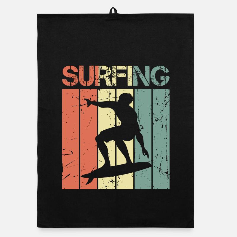 Vintage Surfboard Organic dish towel