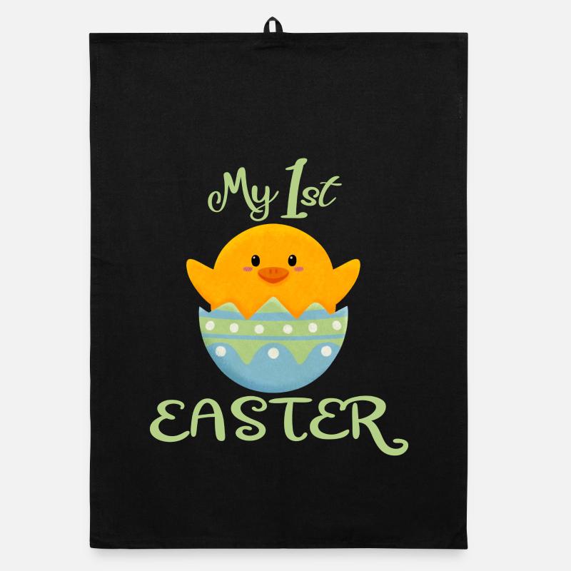 Joyeuses Pâques Premier poussin de Pâques Torchon bio