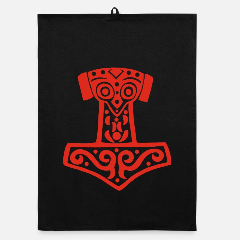 Thor's Hammer (Red) Organic dish towel