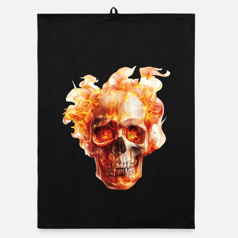 Skull Flames Organic dish towel