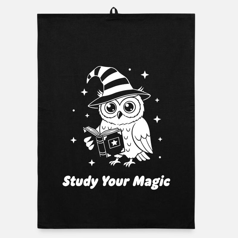 Magic owl learns magic Organic dish towel
