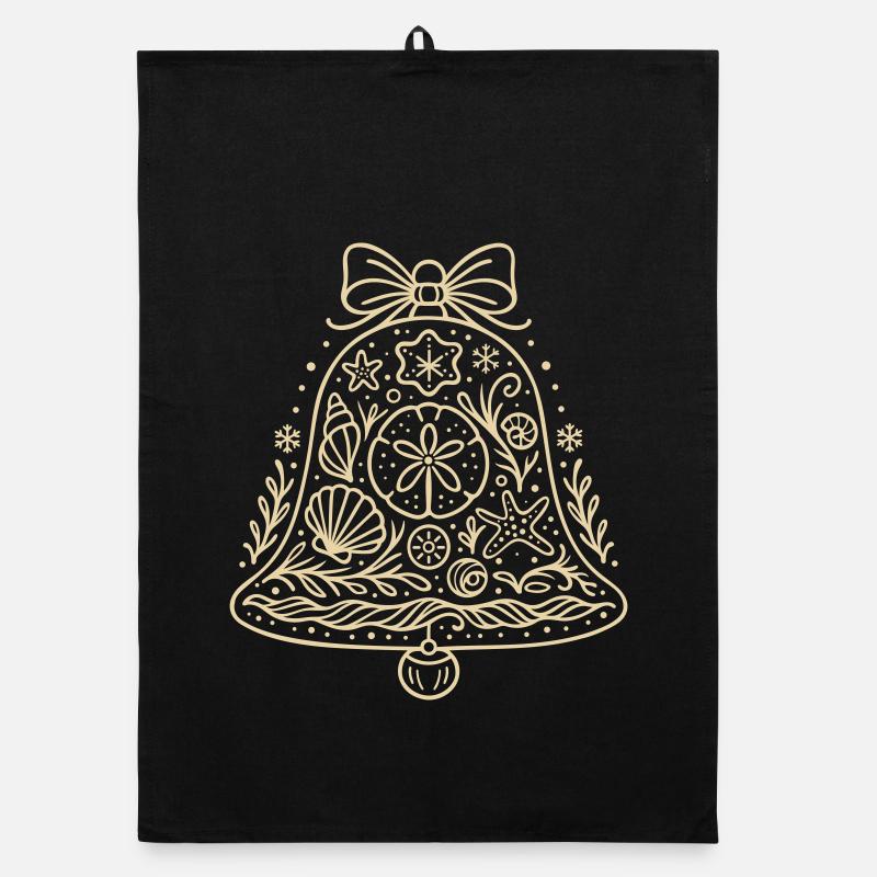 Maritime Christmas Bell with Shells & Starfish Organic dish towel