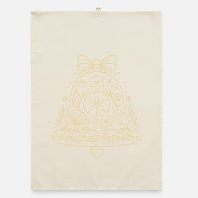 Maritime Christmas Bell with Shells & Starfish Organic dish towel