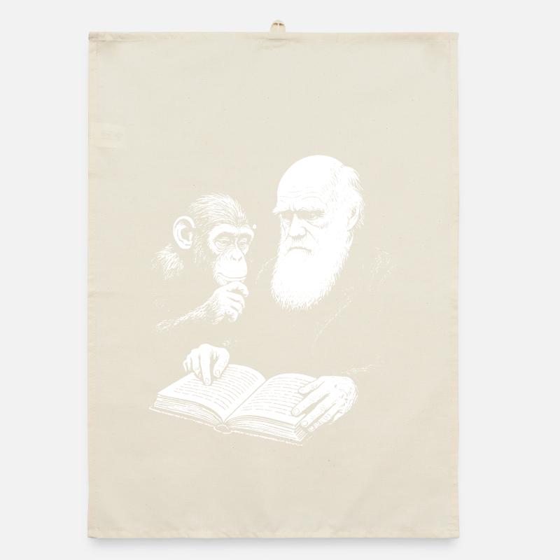 Charles Darwin lernt mit Monkey Organic Geschirrtuch