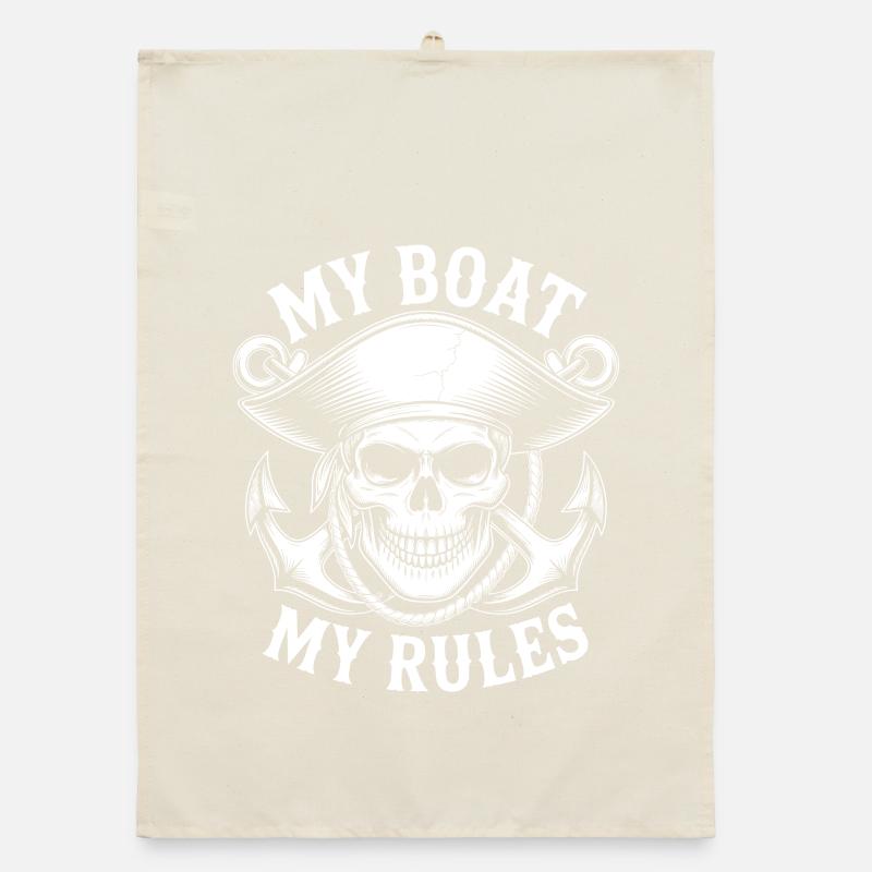 My Boat, My Rules – Pirate Skull Organic dish towel