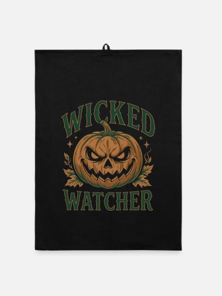 Wicked Watcher Pumpkin Design - Organic Geschirrtuch - Schwarz - Vorne