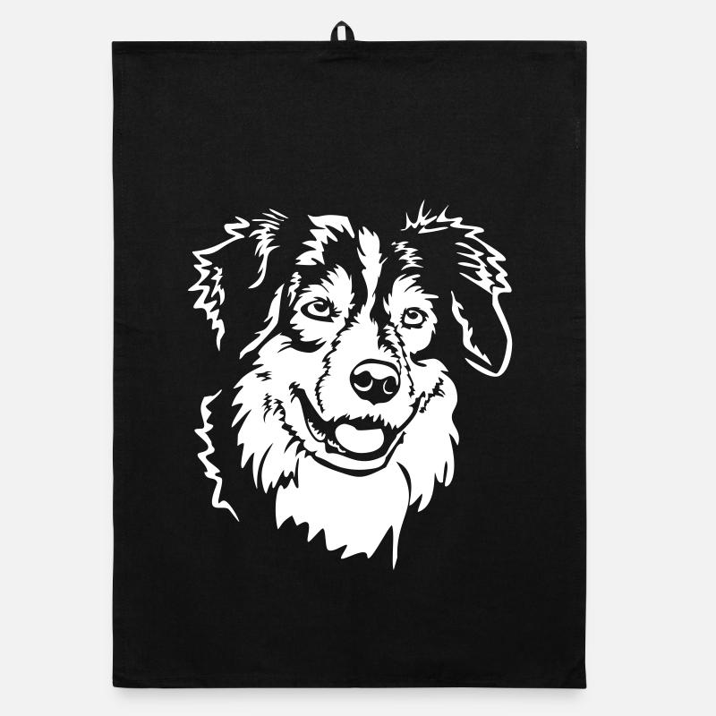 Australian Shepherd Head "Black Edition" Organic dish towel