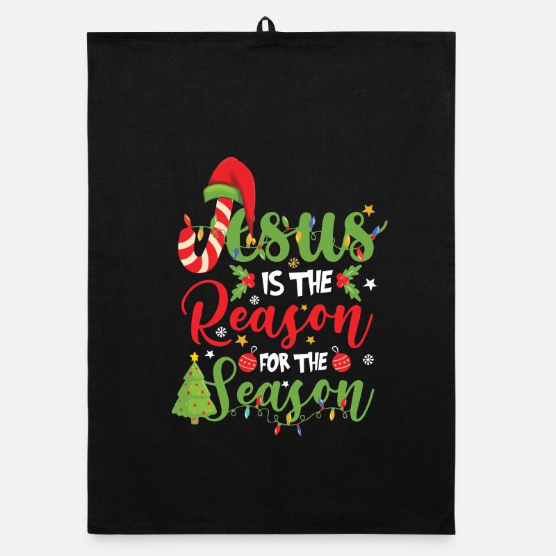 Reason for the Season Weihnachtsdesign - Organic Geschirrtuch - Schwarz