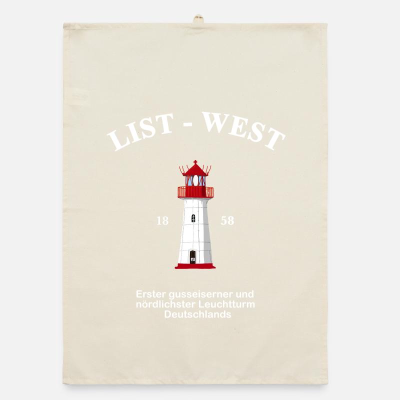 Lighthouse List-West, drawing with information Organic dish towel