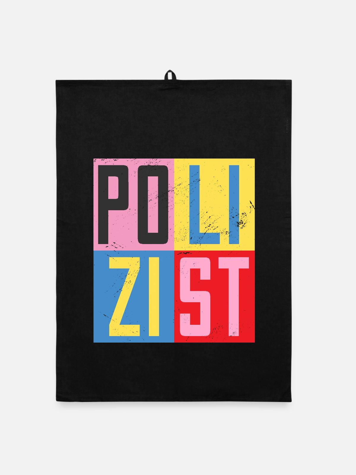 Polizist Design - Organic Geschirrtuch - Schwarz - Vorne