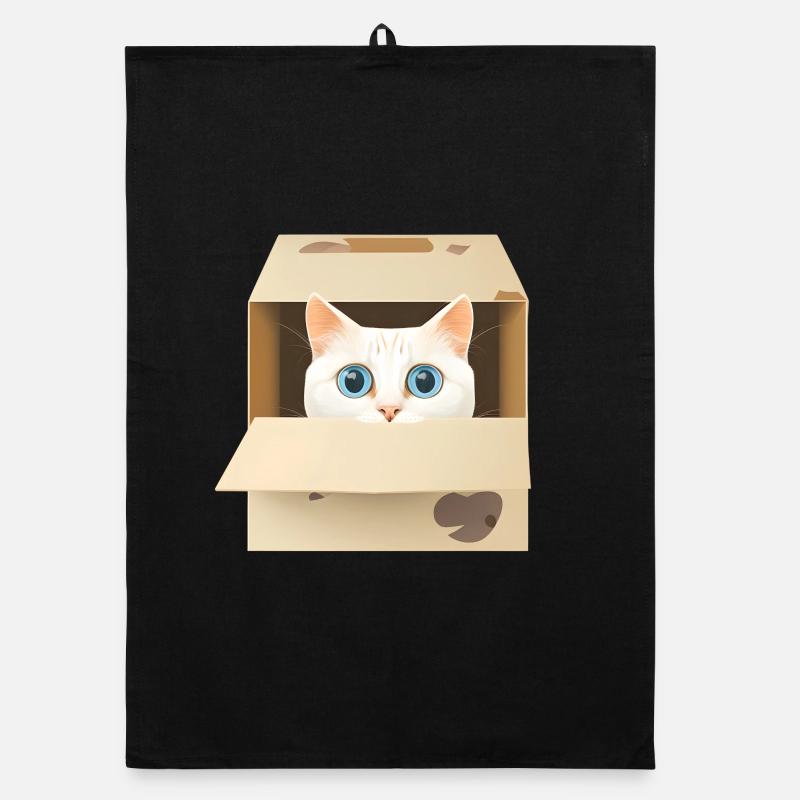Curious kitten in a box Organic dish towel